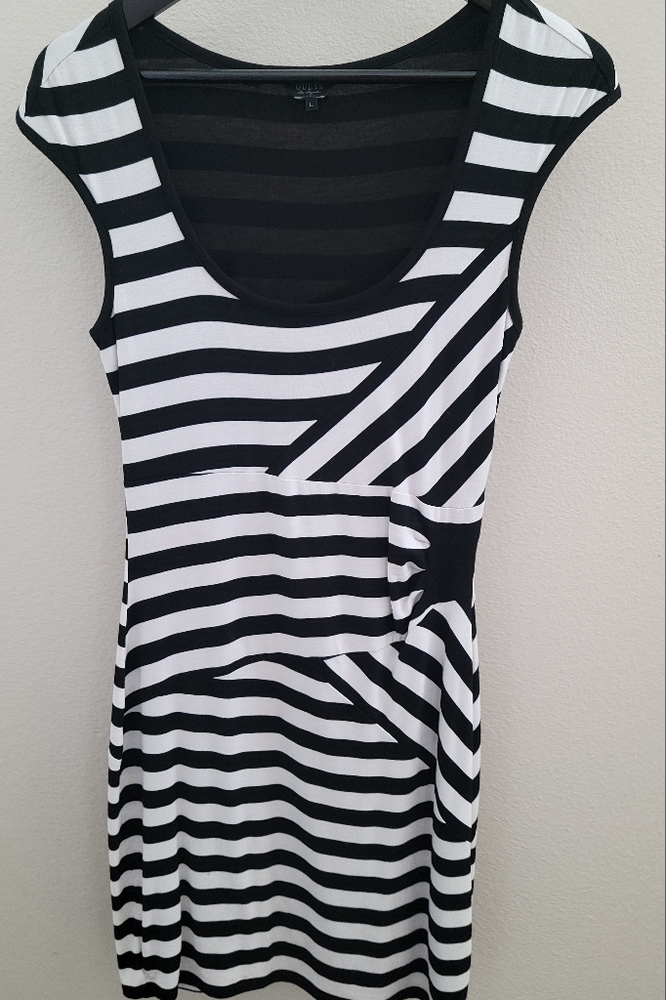 Guess black and white stripped dress